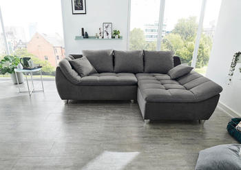 Jockenhöfer Ecksofa GRUPPE Genua L-Form 250x92x179 cm Microfaser-Struktur fein Ottomane beidseitig montierbar grau/dunkelgrau