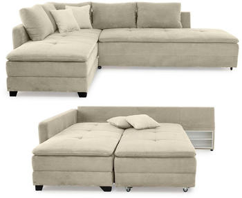 luma-home Ecksofa / Dauerschl&auml;fer 306x223 cm grau/beige (15161)