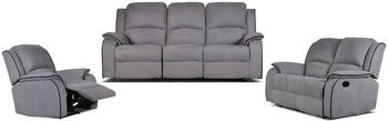 Kauf-Unique Couchgarnitur Relax 3+2+1 - Microfaser grau HERNANI
