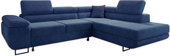 EasyFurniture Avatar Ecksofa Kord 277x73x203 cm Rechts Monolith Blau