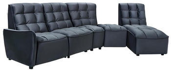 Kauf-Unique Ecksofa mit Relaxfunktion verstellbar - Samt - Anthrazit - ALFORD 323x104x210 cm