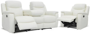 Kauf-Unique Ledergarnitur Relax 3+1 - Elfenbein-Weiß - EVASION 95x100x96 cm