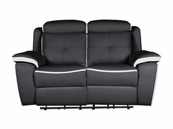 Kauf-Unique Relaxsofa Leder elektrisch 2-Sitzer - Schwarz & Weiß - ANGELIQUE 158x103x97 cm