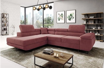 EasyFurniture Avatar Ecksofa Kord 277x73x203 cm Rechts Monolith Rosa