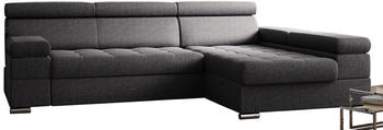 Kreative Furniture & Design Ecksofa PAULO 260x162x95 cm Rechts Inari 94 + Schwarz Eco