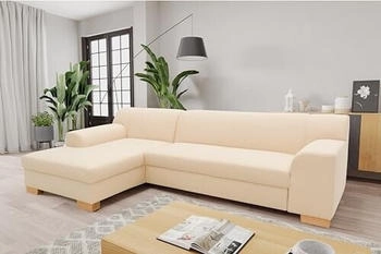 Domo Polstermöbel Ecksofa Tinos, kleines Schlafsofa L-Form Schlaffunktion , Polsterecke 273x157x74 cm beige