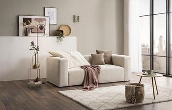 Domo Polstermöbel Adrian, Modul-Sofa 2-Sitzer zwei Ecksesseln, Bigsofa 2 Einzel-PolsterElemente 2er Couch, 216x108x69 cm creme
