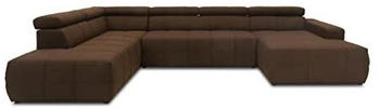 Domo Polstermöbel Brandon Wohnlandschaft Rückenfunktion U-Form, Polsterecke Polstergarnitur 359x228x80 cm dunkelbraun