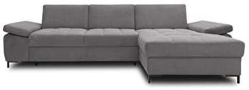 Domo Polstermöbel Ecksofa Curacao, Schlafsofa Federkern Armlehnfunktion L-Form 297x160x84 cm dunkelgrau