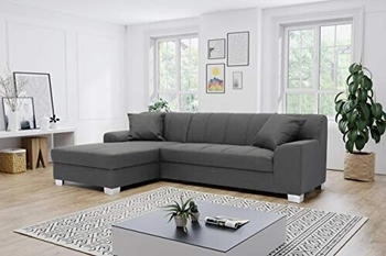 Domo Polstermöbel Ecksofa Capri L-Form Polsterecke Eckcouch Sofa-Garnitur 239x152x75 cm dunkelgrau