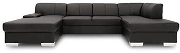 Domo Polstermöbel Wohnlandschaft Star, Leder-Sofa U-Form, Polstergarnitur 150x304x150 cm Kunstleder schwarz