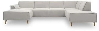 Domo Polstermöbel Wohnlandschaft Jules FK skandinavisches Sofa Federkern U-Form 333x191x81 cm Longchair links hellgrau