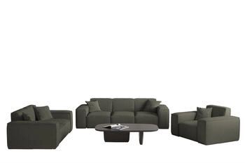 Fun Möbel CELES PREMIUM Sofaset 3-2-1 Stoff Opera Velvet Moosgrün