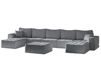 Fun M&ouml;bel SANDE 6-teilig Wohnlandschaft U-Form Stoff Alpine/anthracite