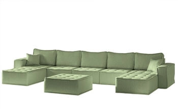 Fun M&ouml;bel SANDE 6-teilig Wohnlandschaft U-Form Stoff Alpine/hellgr&uuml;n