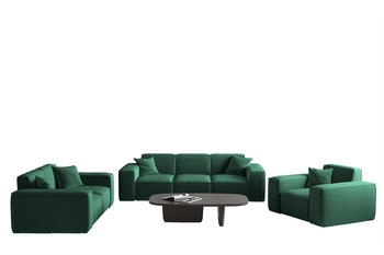 Fun Möbel CELES PREMIUM Sofaset 3-2-1 Stoff Opera Velvet Grün