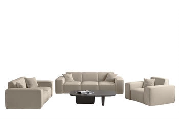 Fun Möbel CELES PREMIUM Sofaset 3-2-1 Stoff Opera Velvet Beige