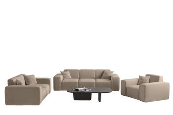 Fun M&ouml;bel CELES PREMIUM Sofaset 3-2-1 Stoff Opera Velvet Sand