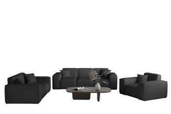 Fun M&ouml;bel CELES PREMIUM Sofaset 3-2-1 Stoff Opera Velvet Schwarz