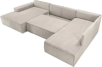 Home Affaire Wohnlandschaft SHERWOOD XXL U-Form 329x85x195cm Cord Vintage beige hellbeige