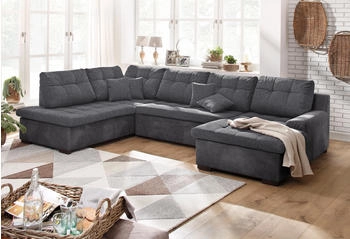 Home Affaire Wohnlandschaft Föhr U-Form 310cm 75x200cm PRIMABELLE anthrazit/schwarz