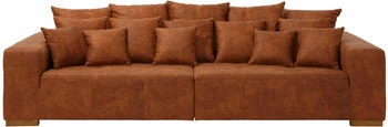 Home Affaire Big-Sofa Neapel 290x80x118cm Lederoptik losen Kissen 2 braun cognac