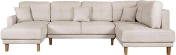 Home Affaire Wohnlandschaft Triplo Schlaffunktion Steppung im Rückenkissen U-Form 310cm 90x192cm beige