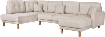 Home Affaire Wohnlandschaft Triplo Schlaffunktion Steppung im Rückenkissen U-Form beige 310cm 90x192cm