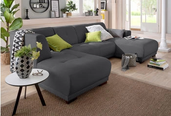 Home Affaire Wohnlandschaft Langeland U-Form grau anthrazit 297cm 85x163cm Filzoptik Webstoff