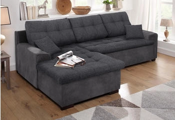 Home Affaire Ecksofa Föhr L-Form 247x75x150cm Luxus-Microfaser PRIMABELLE/Webstoff Melrose schwarz anthrazit