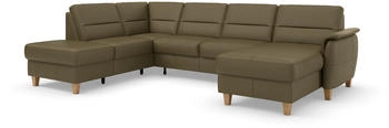 Home Affaire Wohnlandschaft Palmera U-Form grün olive 308cm 89x212cm Lederoptik Sofas
