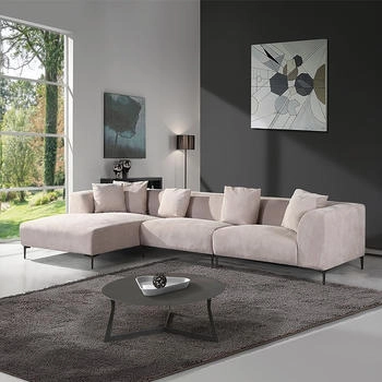 Home Deluxe Ecksofa TORINO Ausf&uuml;hrung Links 344x74x178 cm Samtsofa Wohnlandschaft beige