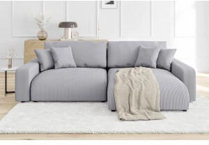 S-Style Möbel Emma Ecksofa mit Schlaffunktion/Bettkasten Cord-Stoff schöner Sitzkomfort Ottomane rechts 234x170x78 cm