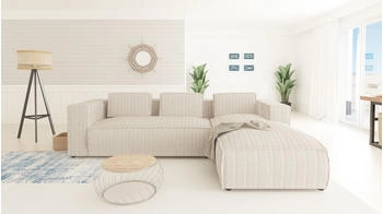 S-Style M&ouml;bel Modernes Ecksofa BelloBeige Cord mit Ottomane Rechts/weichem Sitz 262x176x64 cm