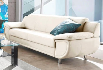 Trendmanufaktur 3-Sitzer Rondo Armlehnen chrom weiß (altweiß) 207x85x94cm PRIMABELLE SOFTLUX Po