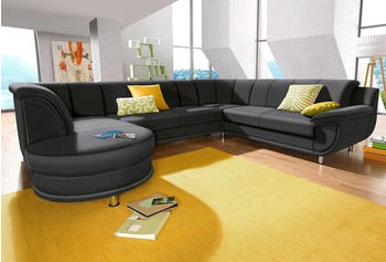 Trendmanufaktur Wohnlandschaft Rondo, U-Form schwarz 320x85x94cm Softlux / Primabelle-Microfaser