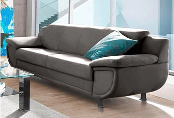 Trendmanufaktur 3-Sitzer Rondo Armlehnen schwarz braun 207x85x94cm SOFTLUX PIMABELLE Rindsleder