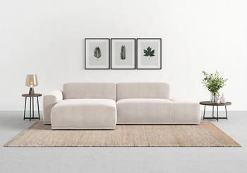 Trendmanufaktur Ecksofa Braga L-Form Cord beige (sand) 275x72x160cm