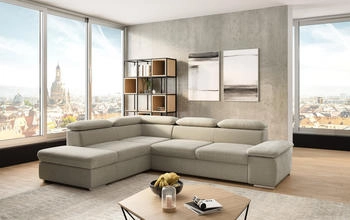sit&more Ecksofa Valantine L-Form beige (nature) 272x73x226cm inkl. Kopf- Armteilverstellung, mit Bettfunktion nature