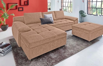 sit&more Ecksofa Labene L-Form braun (nuss) 270x82x90cm fein Luxus-Microfaser TARA NUBUCK / Struktur