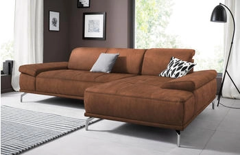 Places of Style Ecksofa Caluna L-Form braun (cognac) 269x97x174cm Mura Luxus-Mikrofaser Vintageoptik