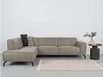 Places of Style Ecksofa Lorcan grau (stone) 275x77x210cm Lederoptik weichem Strukturstoff stone