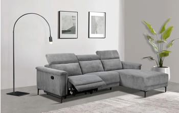 Places of Style Ecksofa Lund Cord, L-Form 261 cm manueller grau 261x97x179cm o. elektrischer Relaxfunktion USB