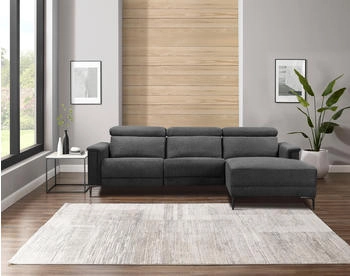 Places of Style Ecksofa Lund, L-Form 261cm grau 261x97x179cm Webstoff USB/ Kopfteilverstellg anthr