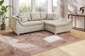Jockenh&ouml;fer Ecksofa Genua L-Form grau 250x92x179cm Cord Ottomane links oder rechts 3 lose R&uuml;cken- 2 Zierkissen