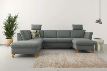 Home Affaire Wohnlandschaft Trelleborg U-Form grau 307x86x213cm Federkern-Polsterung, mit Bettfunktion Stauraum grau