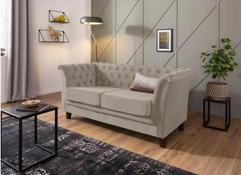 Home Affaire Chesterfield-Sofa Dover beige 175x75x82cm Samtoptik weich aufwändige Knopfheftung Chesterfield-Optik bei
