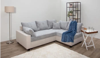 Collection AB Ecksofa Parma L-Form silber (silber, hellg) 224x42x161cm Bettkasten, inklusive Kissen, Bonellfederkern