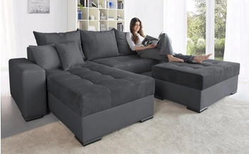 Collection AB Ecksofa Josy L-Form grau 214x84x161cm , Federkern anthrazit
