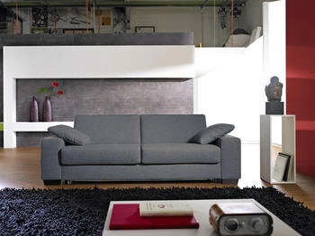 Bali Schlafsofa Norwalk grau 232x83x100cm Dauerschlaffunktion, mit Unterfederung / Lattenrost Matratze grau beige